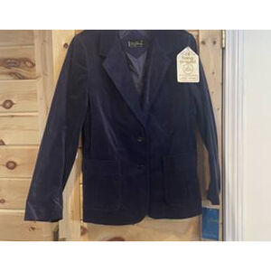 Vintage Women's F.R. Bentley Navy Velvet Blazer, Size 14